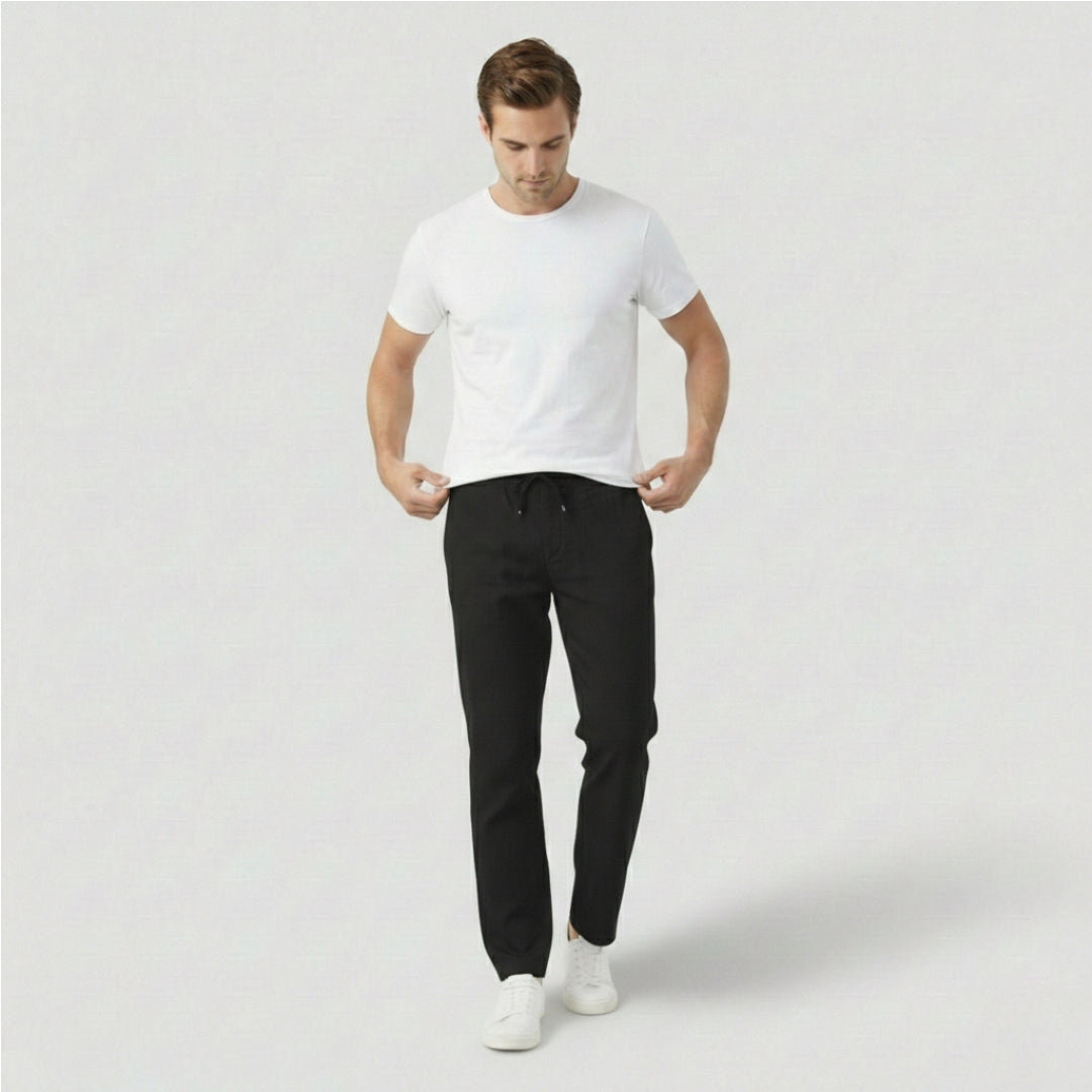 LUCAS Elastic Waist Cotton Linen Trousers