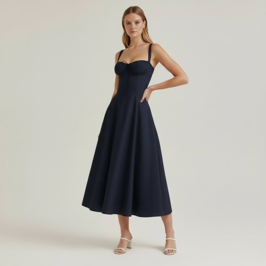 LUNA Floral Sweetheart Midi Dress