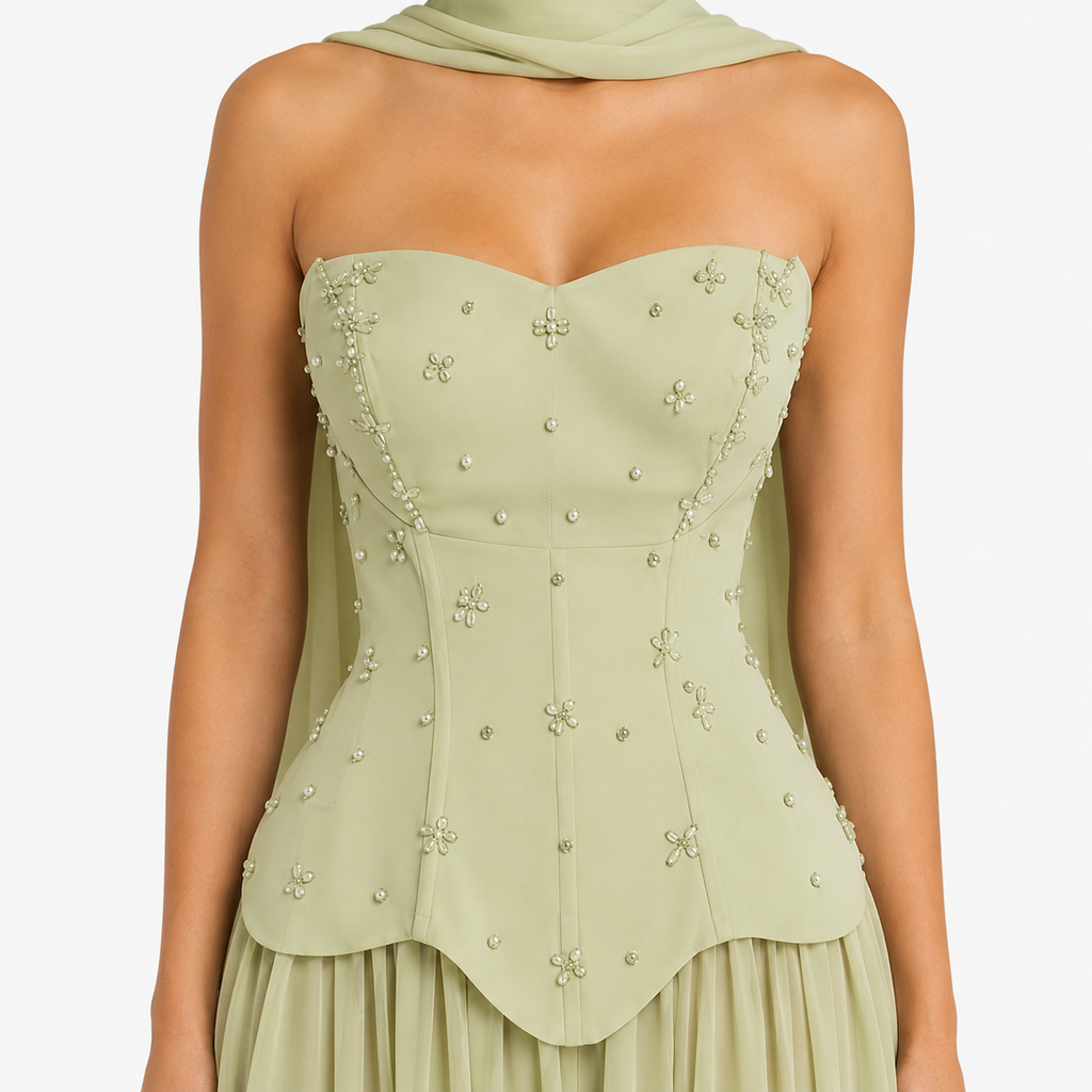 ELARA Strapless A-Line Maxi Dress