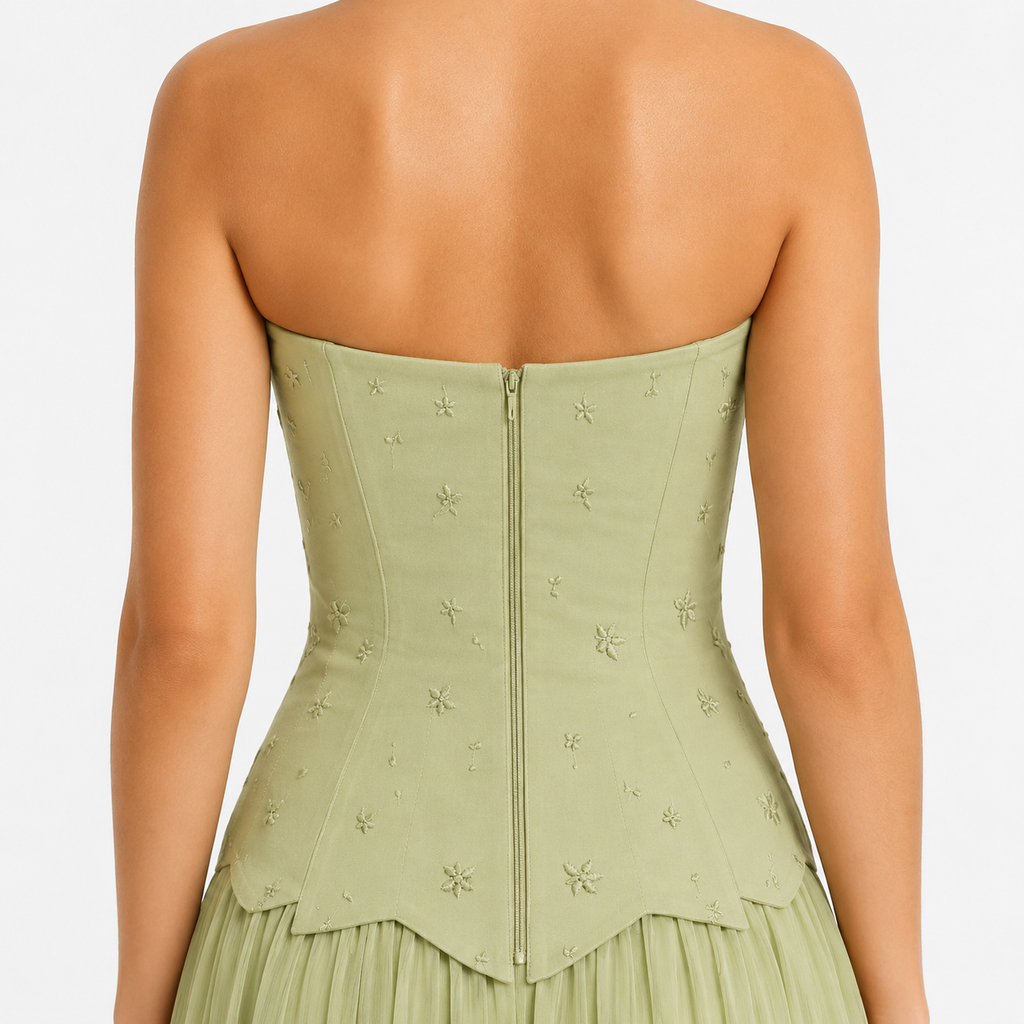 ELARA Strapless A-Line Maxi Dress