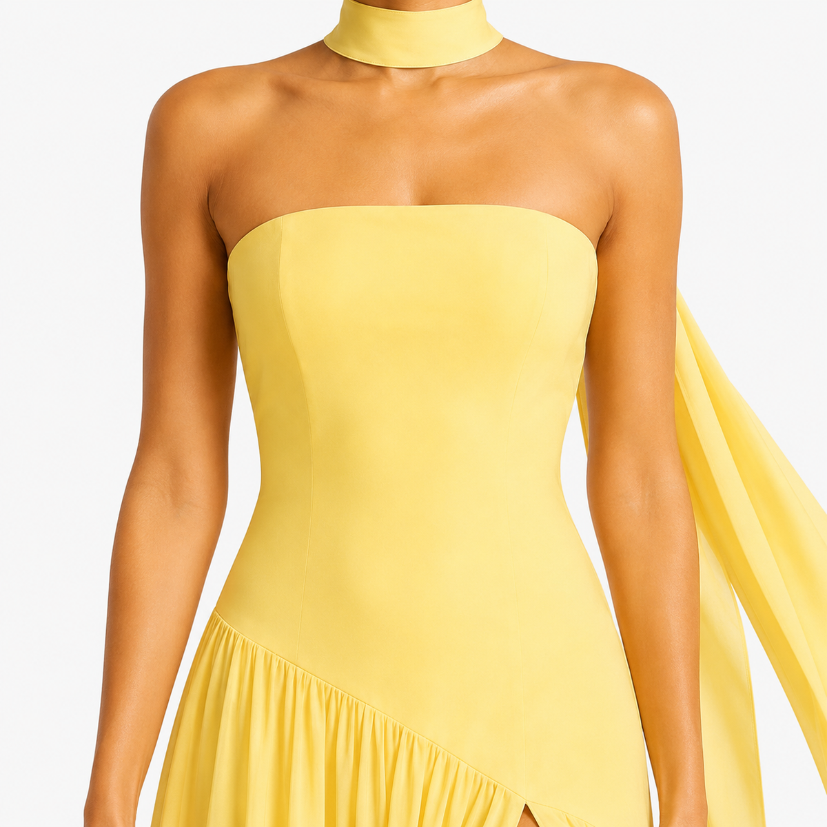 ELARA Strapless Draped Maxi Dress