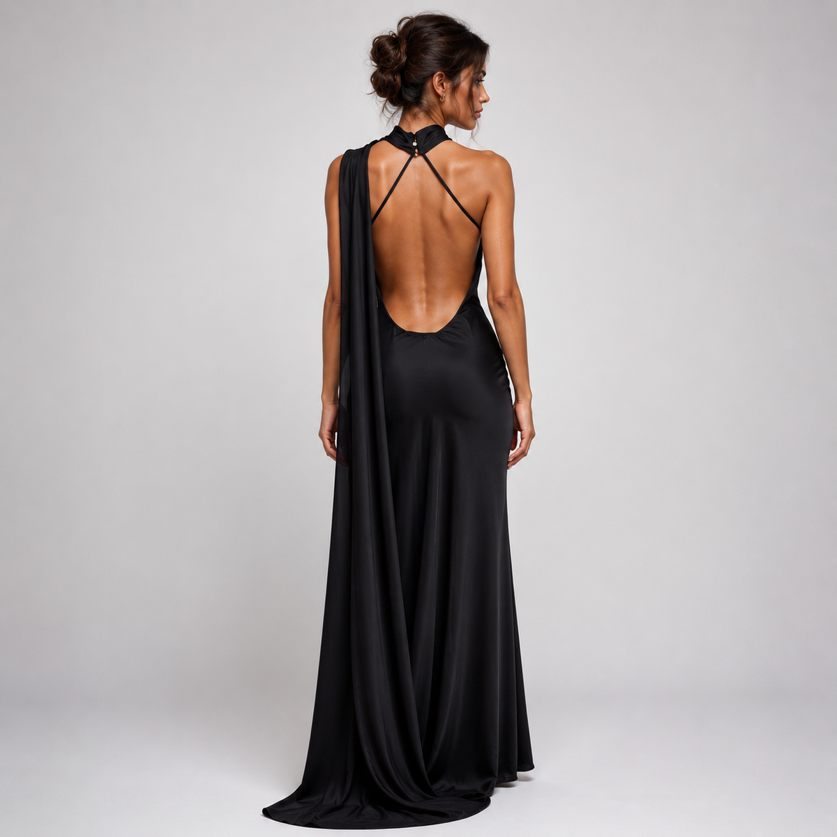 ESMÉE Backless Satin Maxi Dress