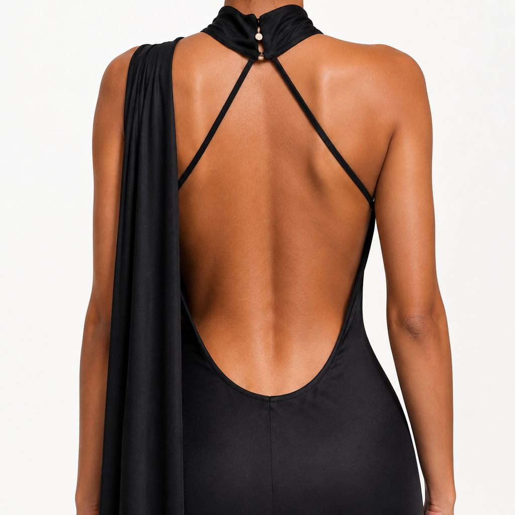 ESMÉE Backless Satin Maxi Dress