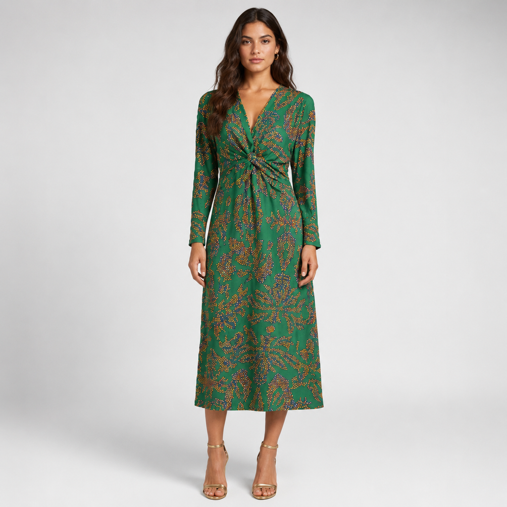 ESMERALDA Square-Neck A-Line Mini Dress