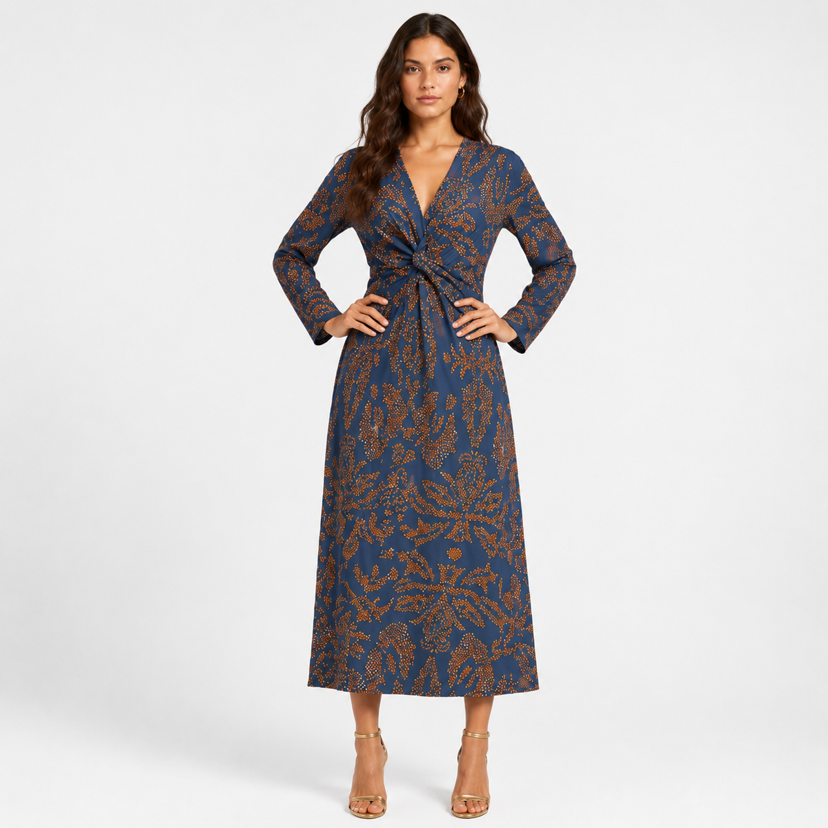 ESMERALDA Square-Neck A-Line Mini Dress