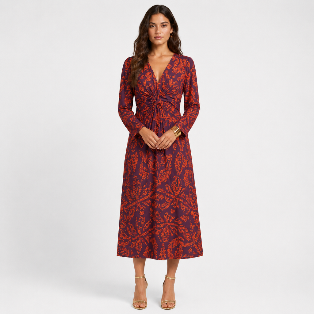 ESMERALDA Square-Neck A-Line Mini Dress
