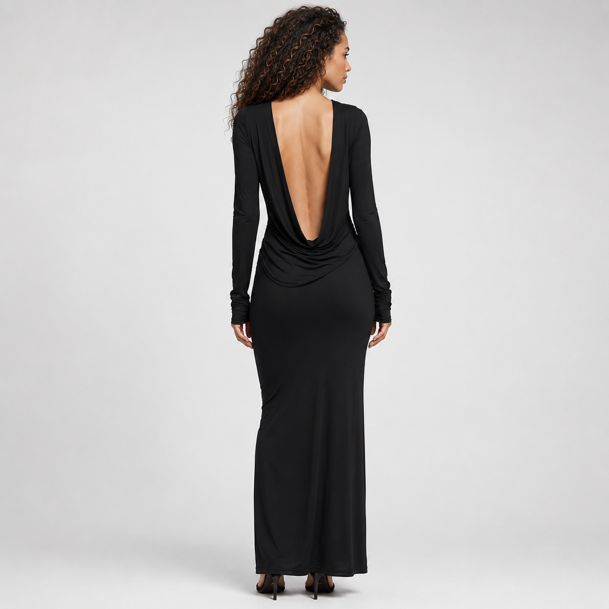 ESTELLE Backless Long Sleeve Maxi Dress