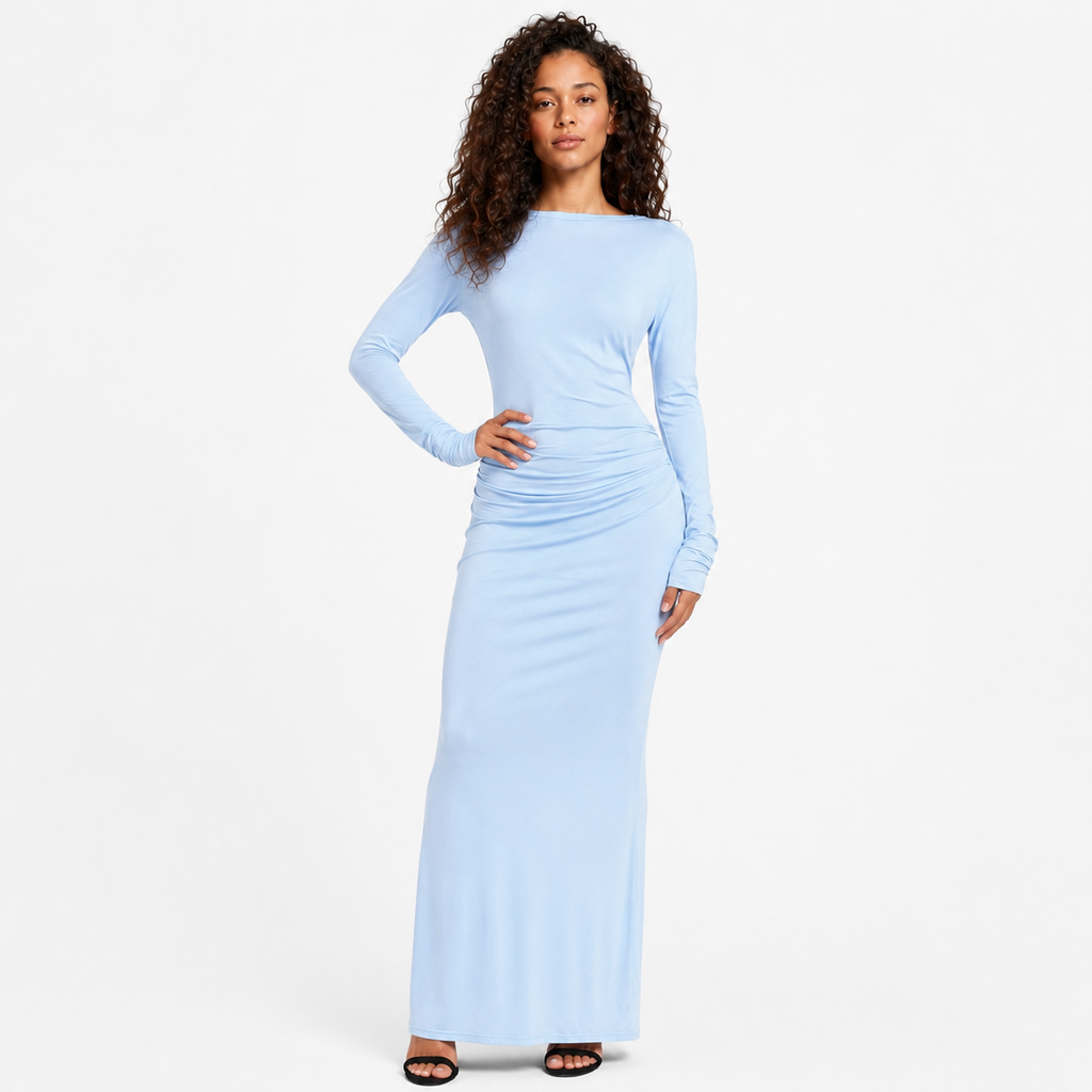 ESTELLE Backless Long Sleeve Maxi Dress