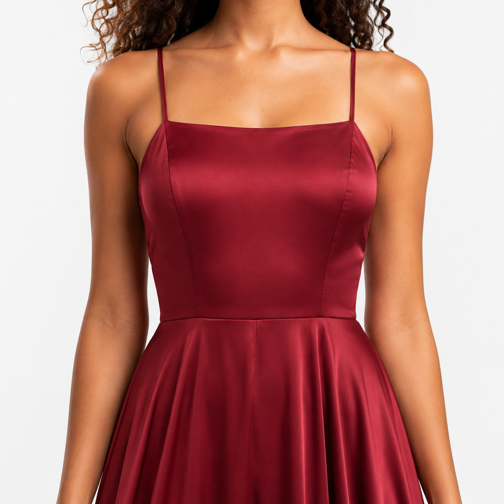 ESTELLE Side Slit Satin Maxi Dress