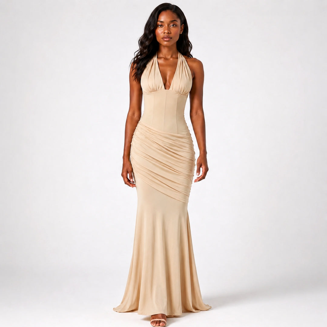EUPHORIA Halter Lace Maxi Dress