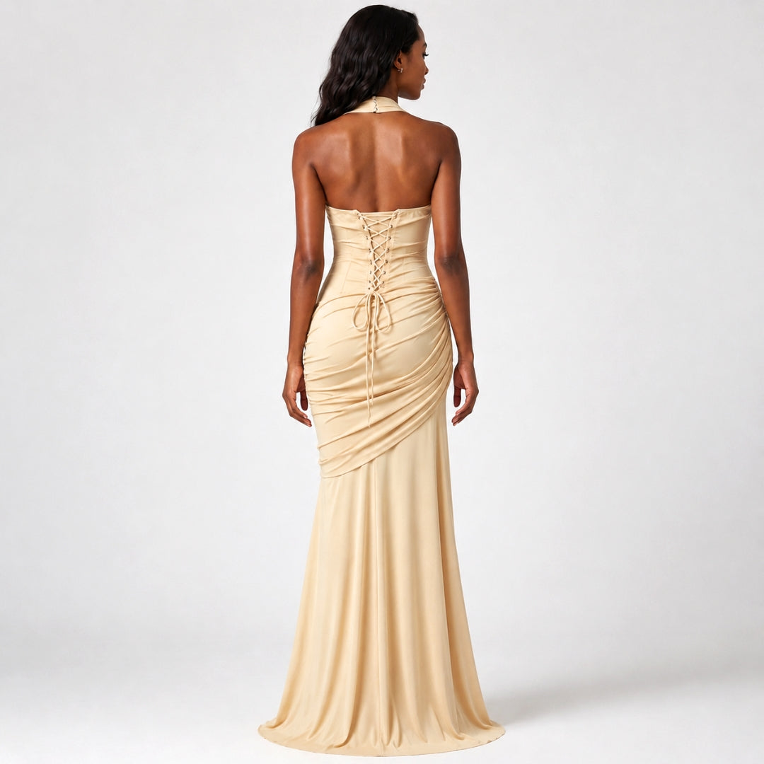 EUPHORIA Halter Lace Maxi Dress