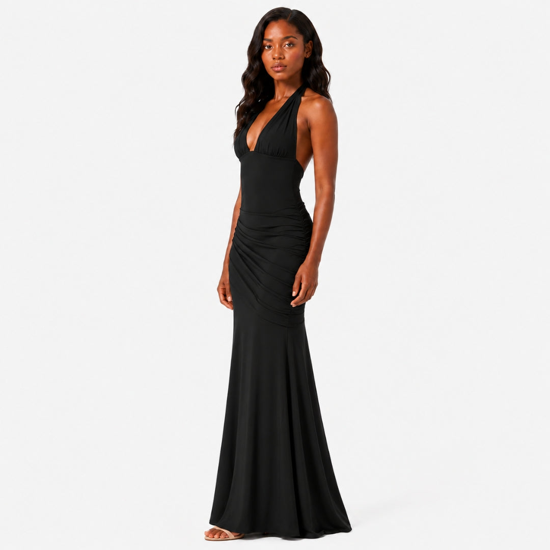 EUPHORIA Halter Lace Maxi Dress