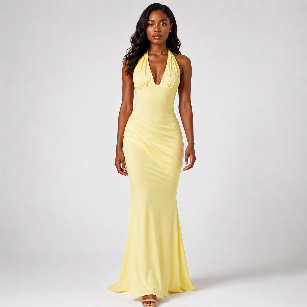 EUPHORIA Halter Lace Maxi Dress