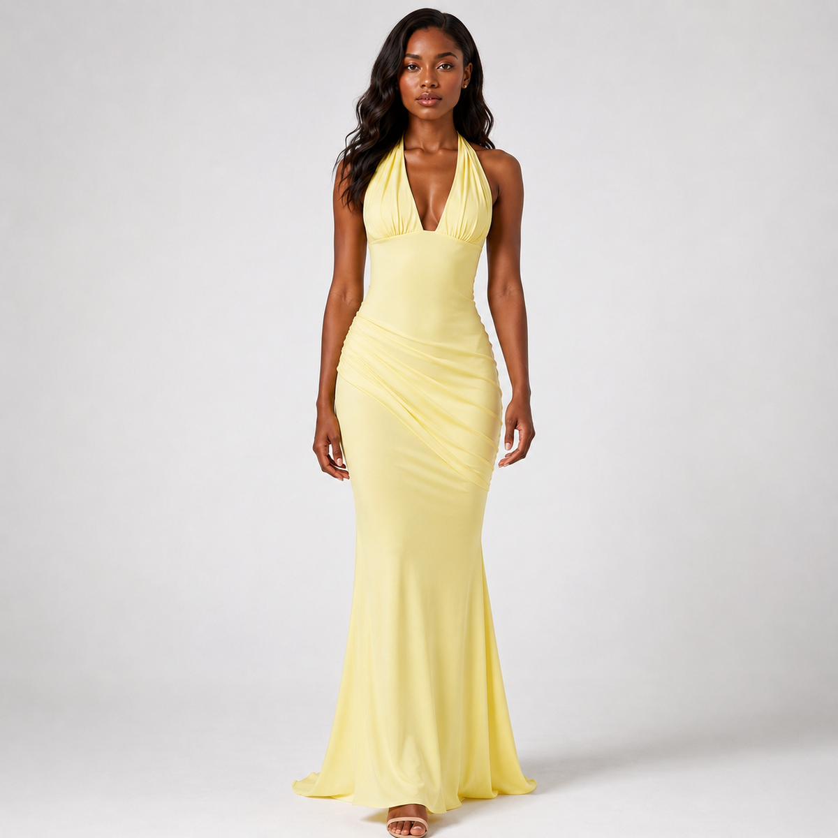 EUPHORIA Halter Lace Maxi Dress
