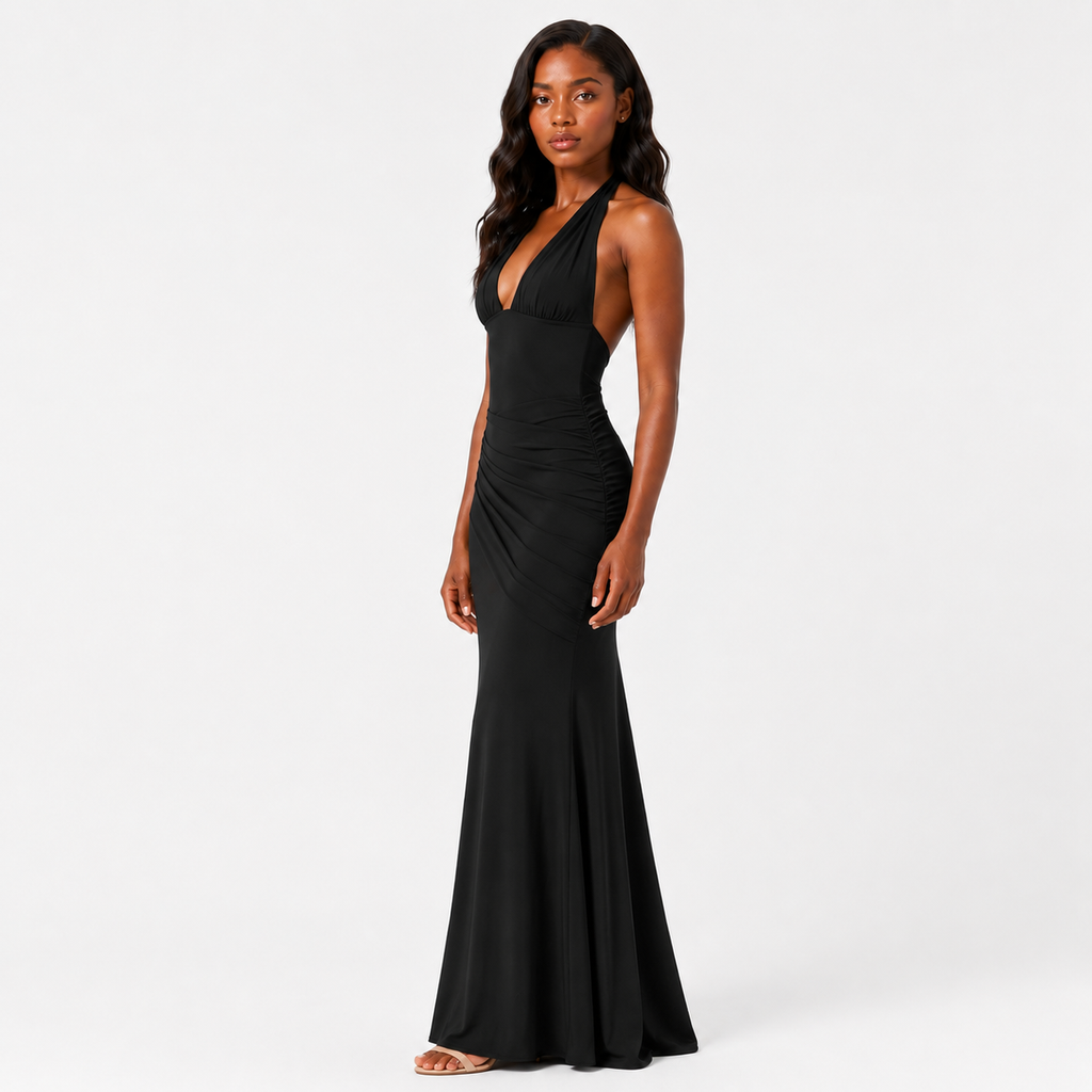 EUPHORIA Halter Lace Maxi Dress