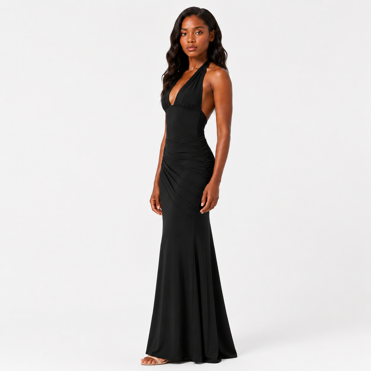 EUPHORIA Halter Lace Maxi Dress