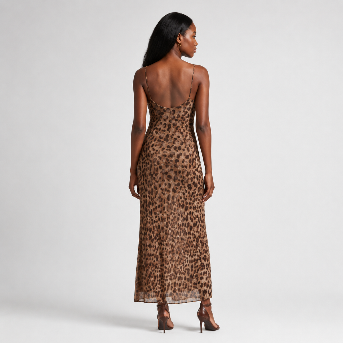 EVANTHE Leopard Ruffle Maxi Dress