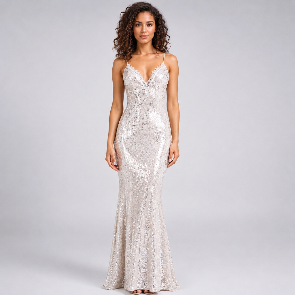 FIONA Square-Neck Spaghetti-Strap Maxi Dress