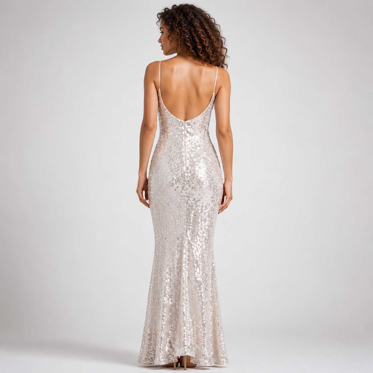 FIONA Square-Neck Spaghetti-Strap Maxi Dress