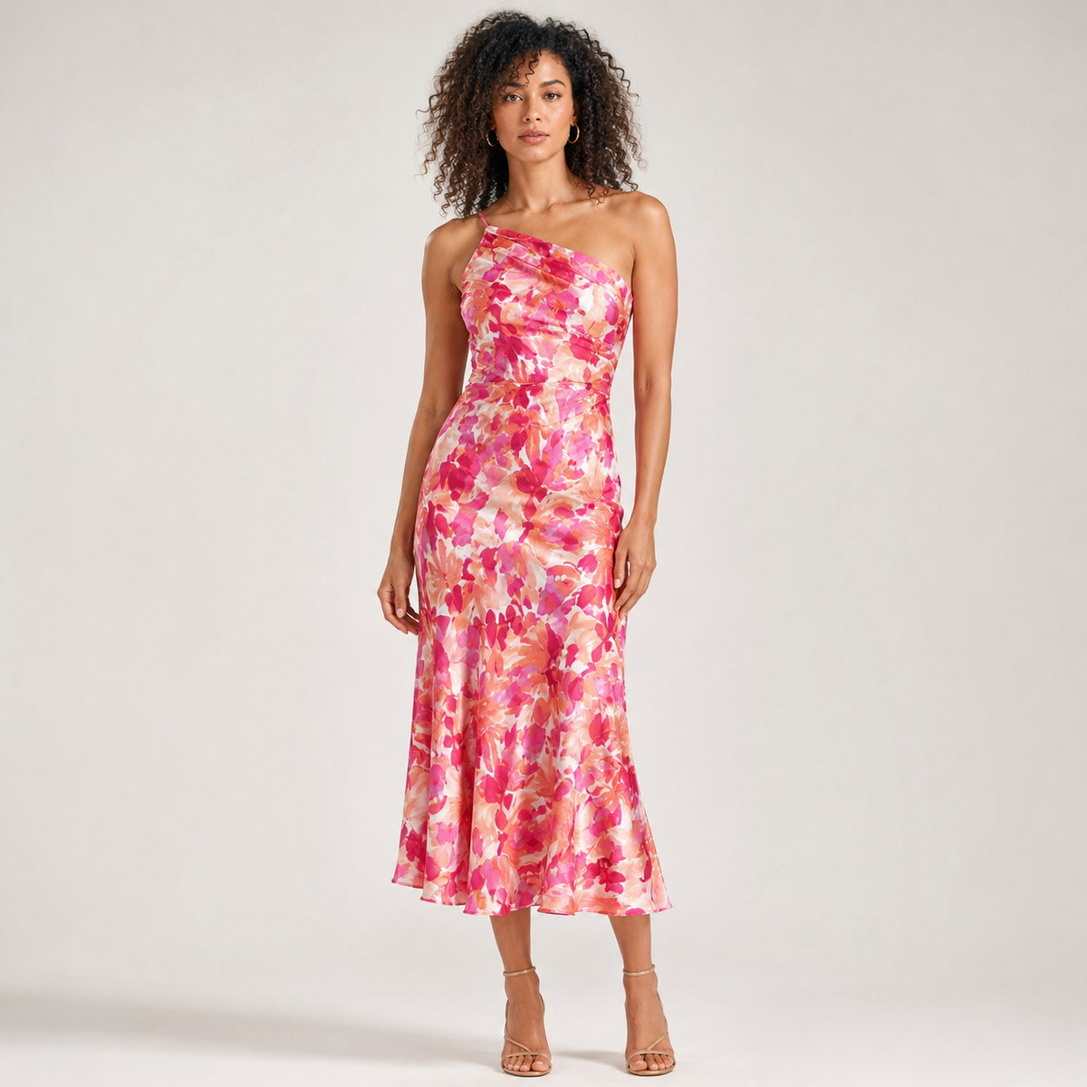 FIORELLA Asymmetric Silky-Soft Midi Dress