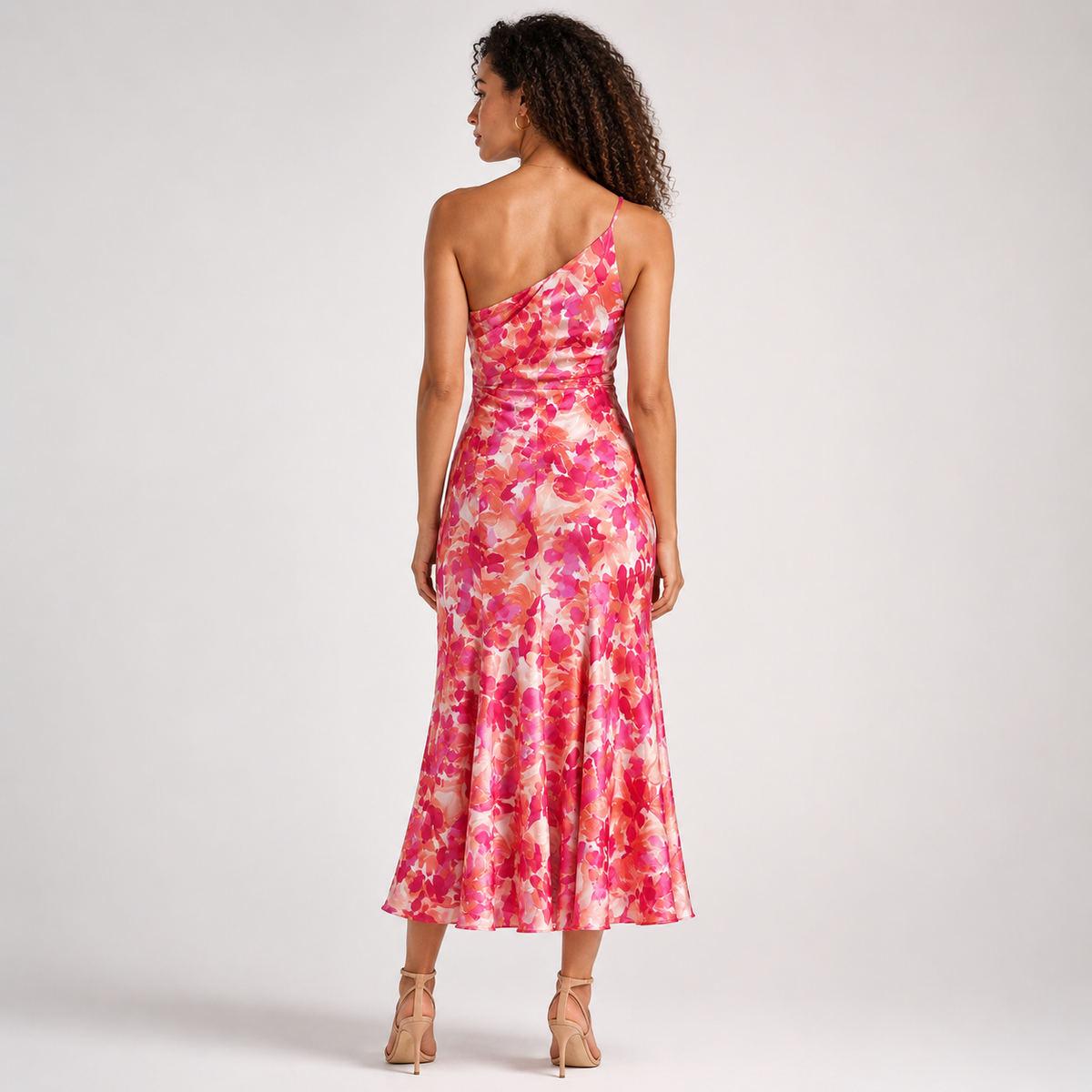 FIORELLA Asymmetric Silky-Soft Midi Dress