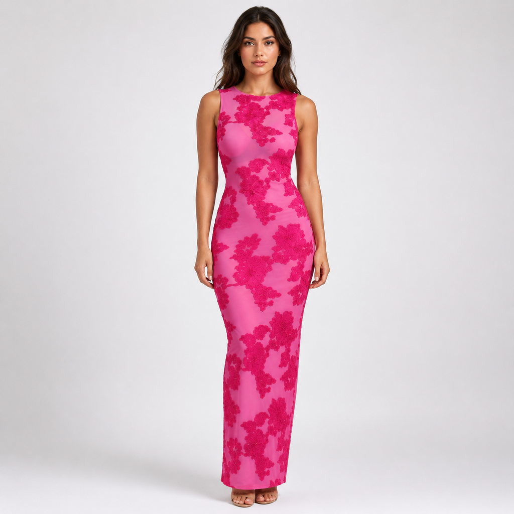 FIORELLA Embroidered Floral Maxi Dress