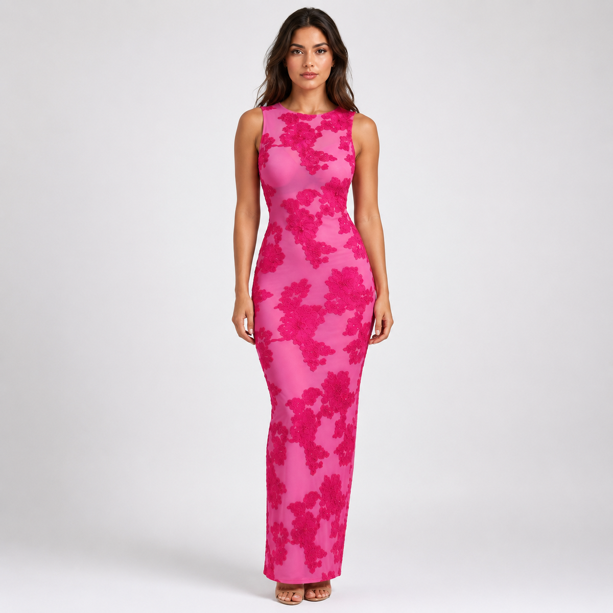 FIORELLA Embroidered Floral Maxi Dress