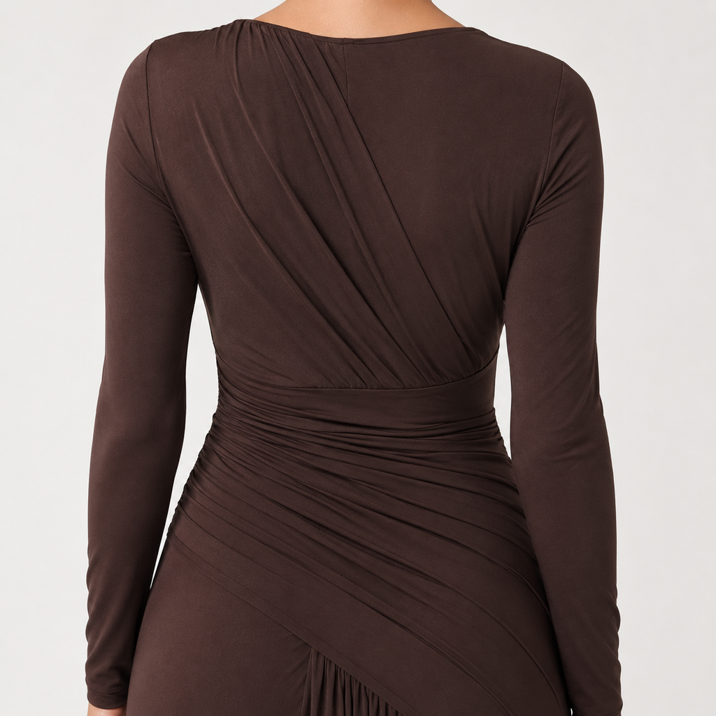 FIORELLA Long-Sleeve Smooth Maxi Dress