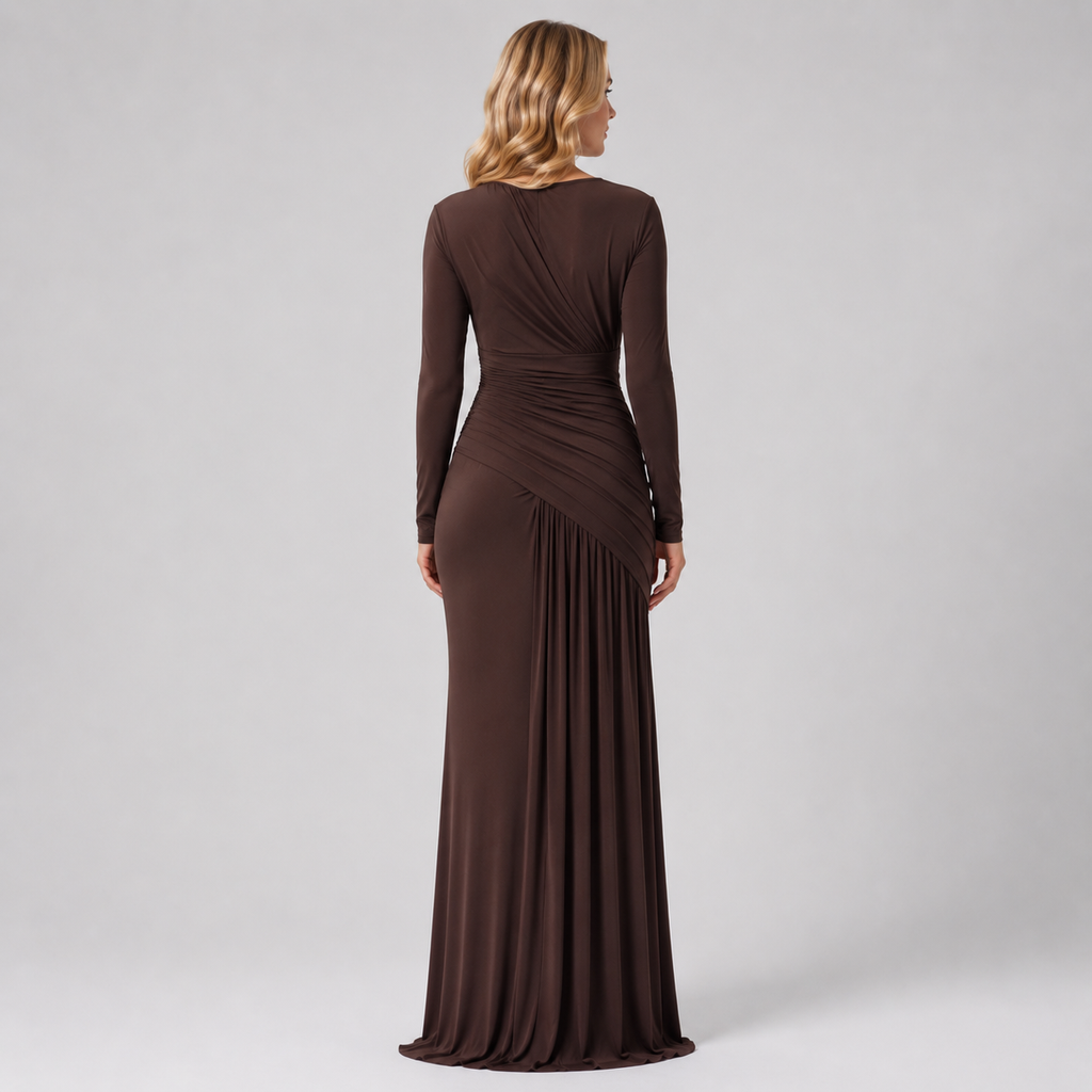 FIORELLA Long-Sleeve Smooth Maxi Dress