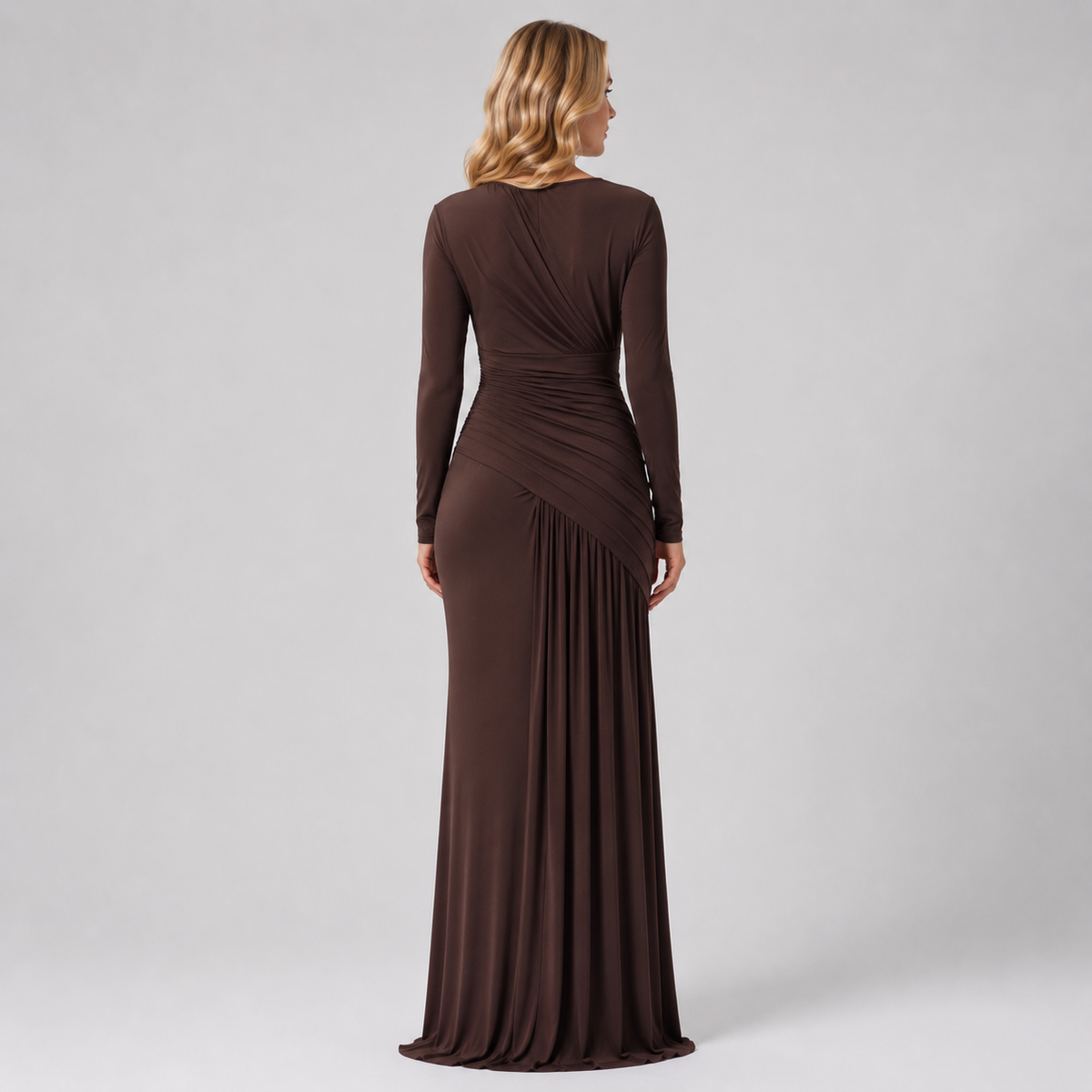 FIORELLA Long-Sleeve Smooth Maxi Dress