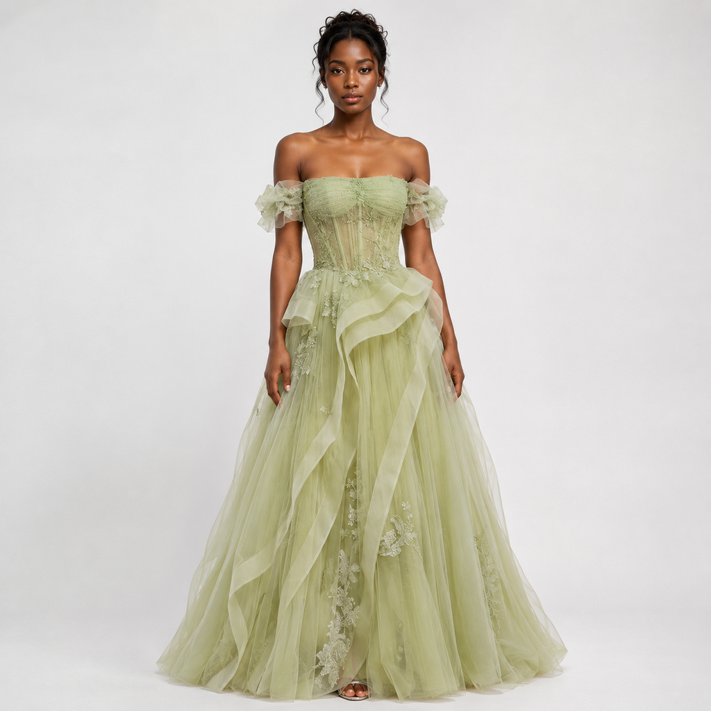 FLORENCE Pleated Sweetheart Maxi Dress