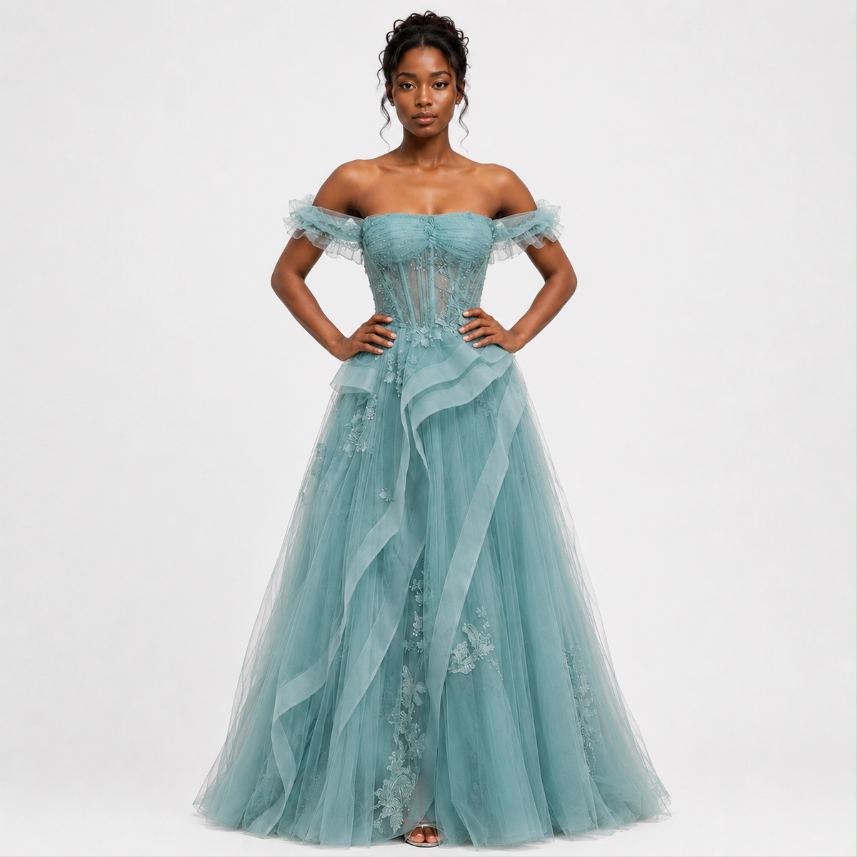 FLORENCE Pleated Sweetheart Maxi Dress