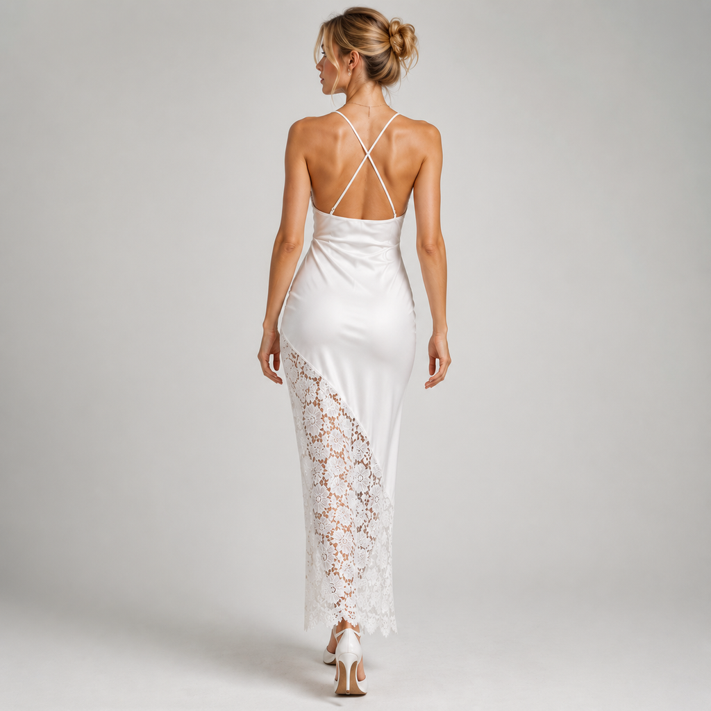 FLORENCIA Lace-Up Slim Maxi Dress