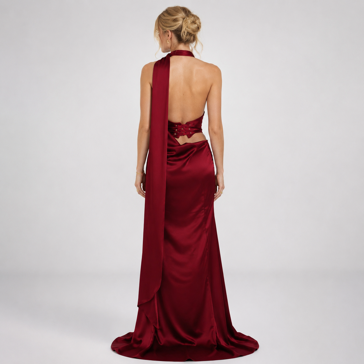 FLORIDA Corset Satin Maxi Dress