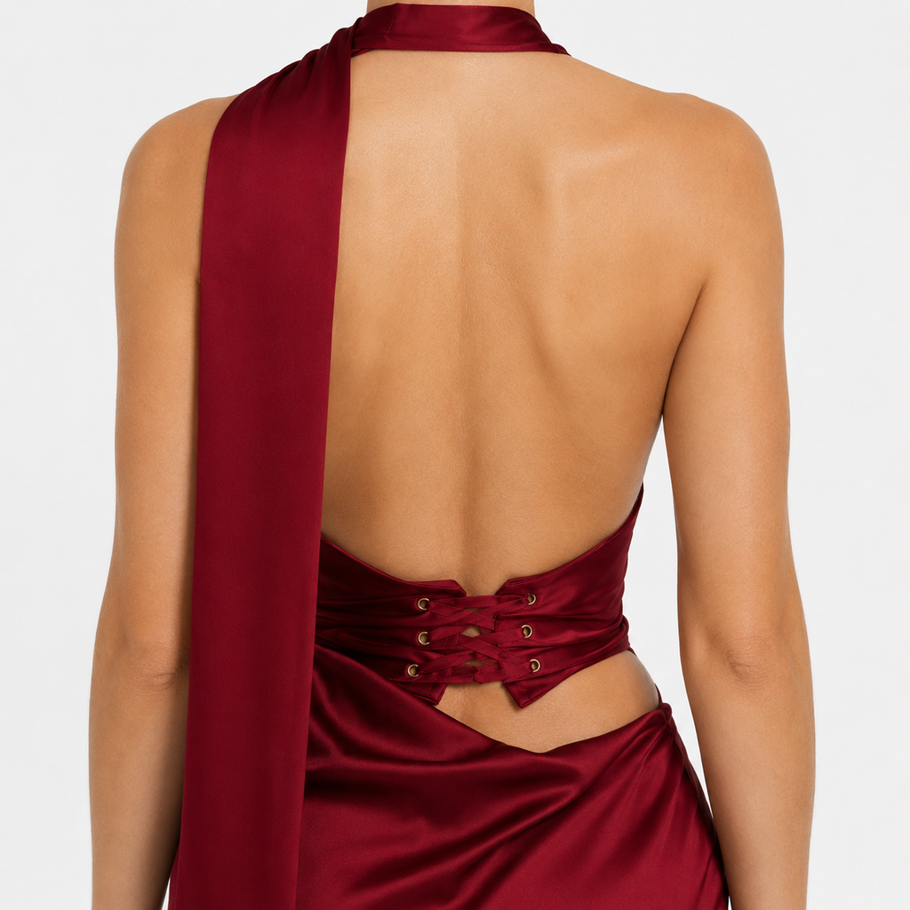 FLORIDA Corset Satin Maxi Dress