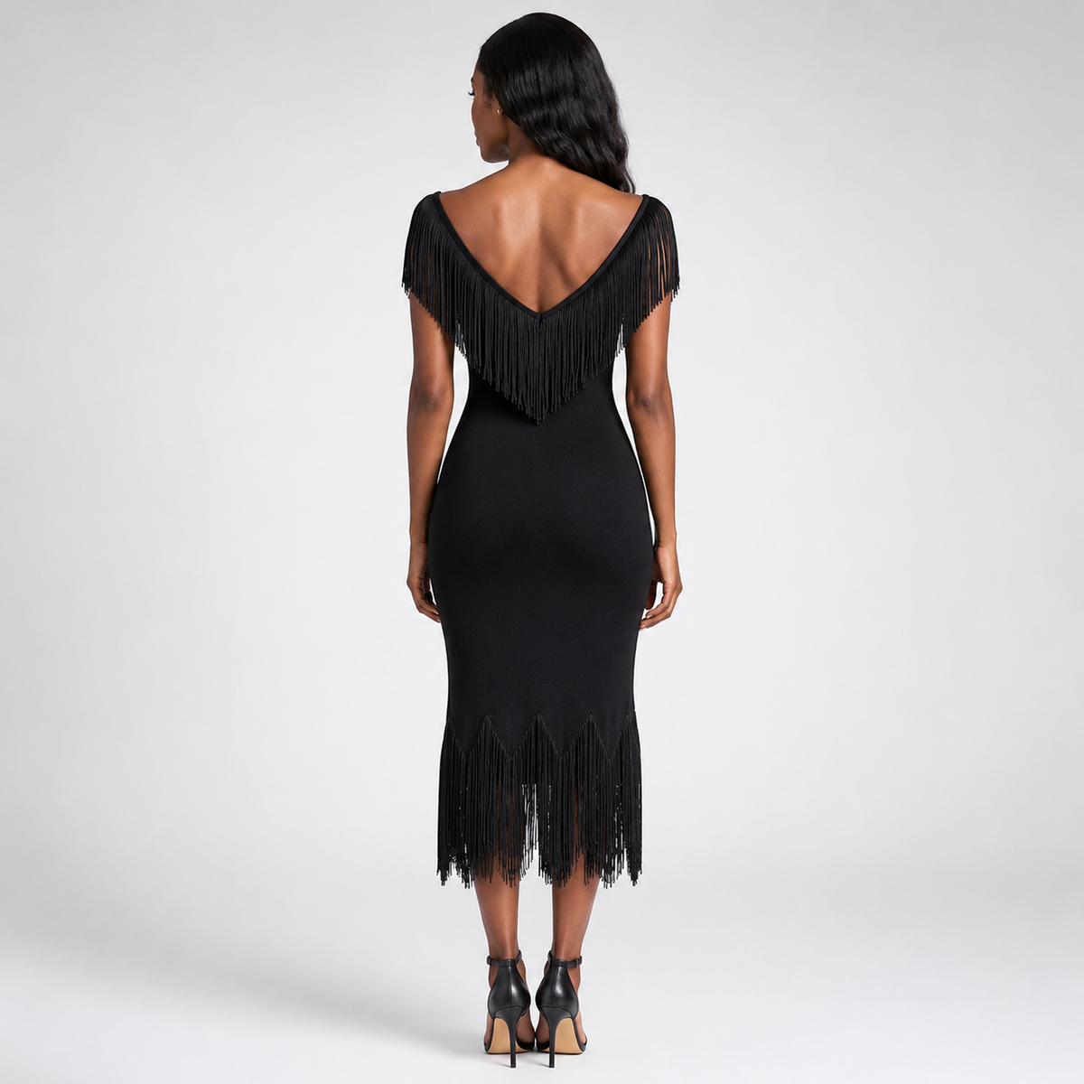 ISELMDA Tassel Smooth Midi Dress