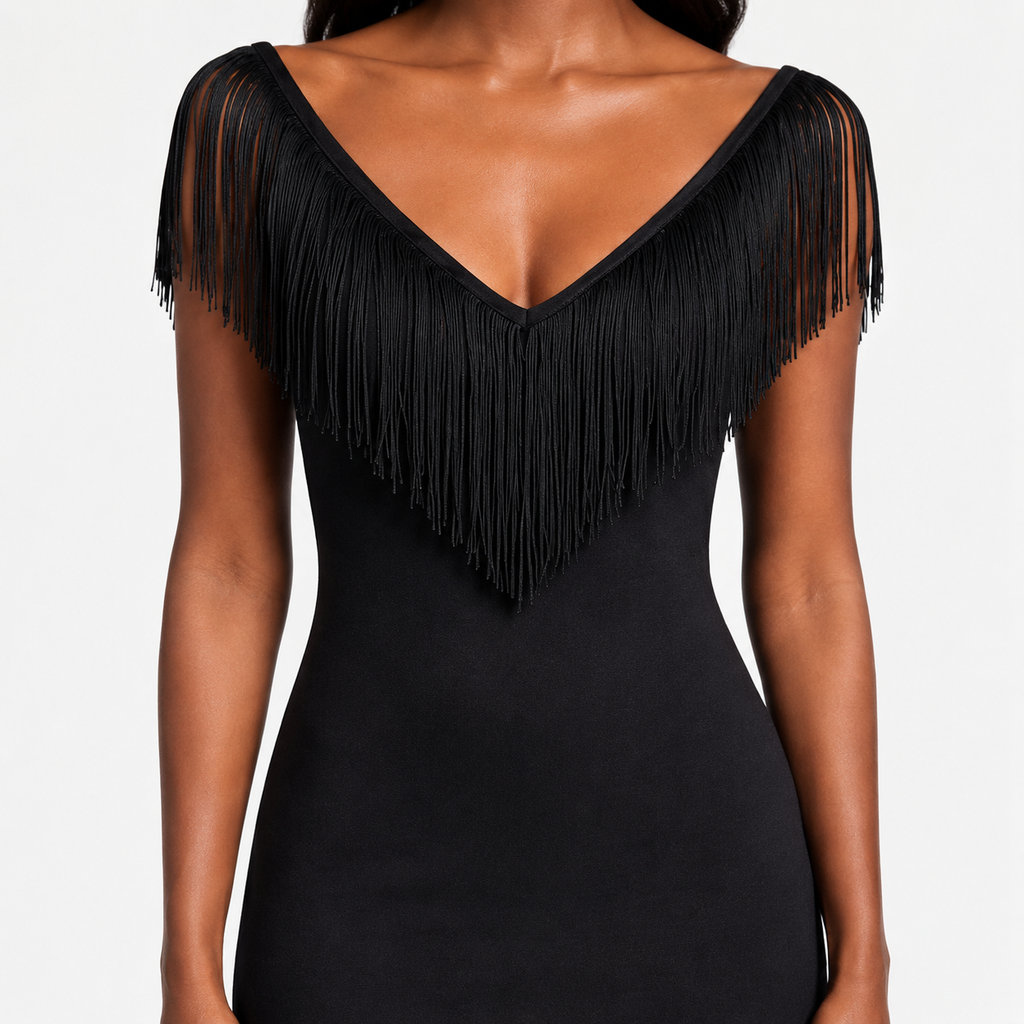 ISELMDA Tassel Smooth Midi Dress