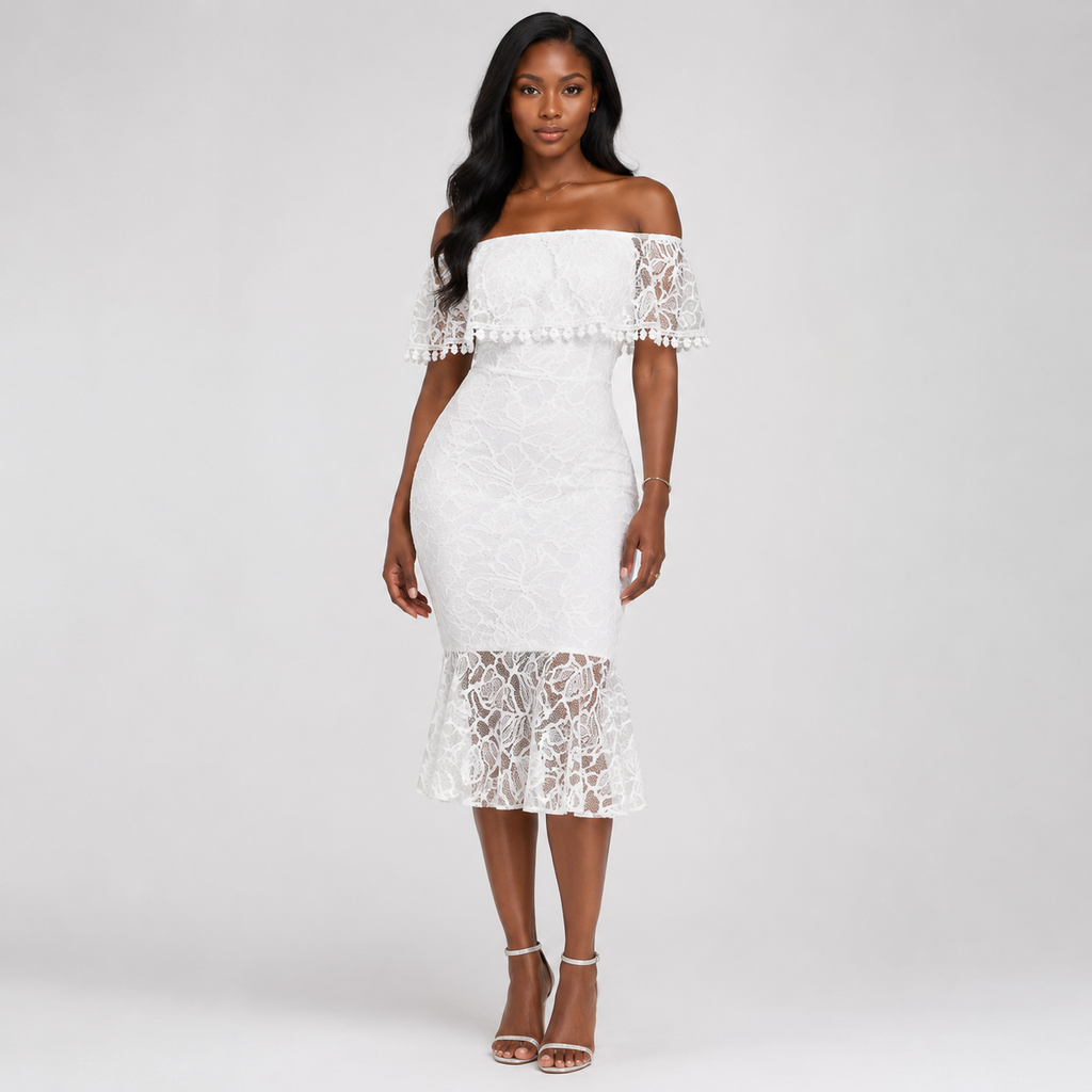 LAVINIA Backless Lace Midi Dress