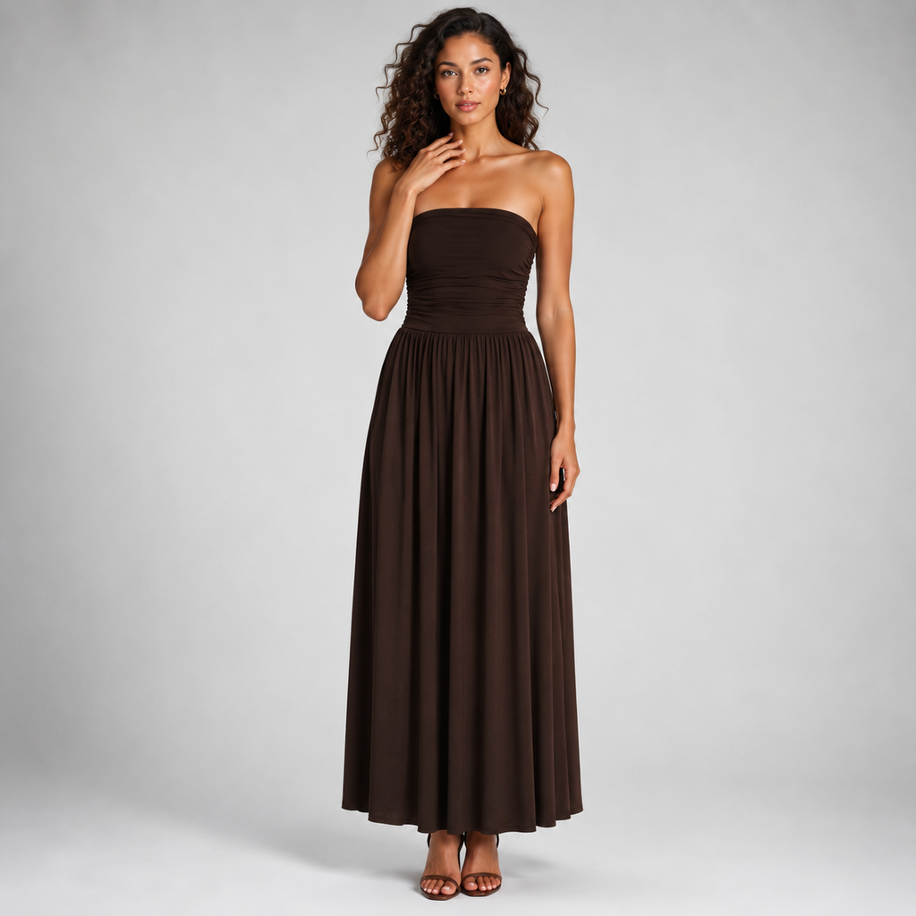 LIVIANA A-Line Satin Midi Dress