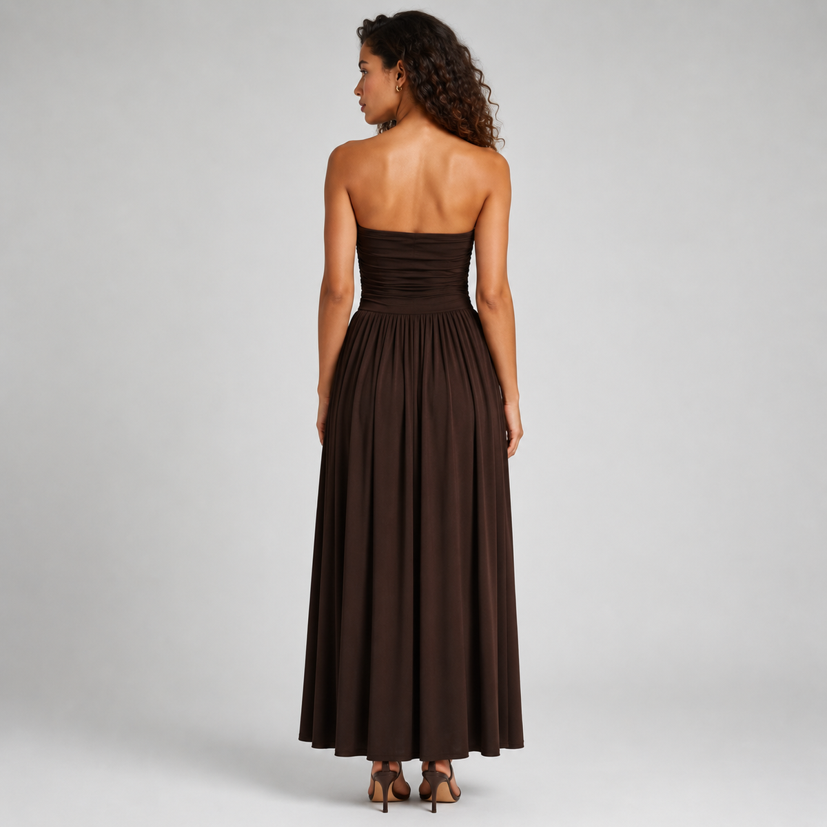 LIVIANA A-Line Satin Midi Dress
