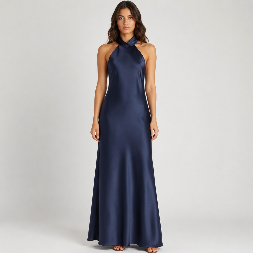 LIVIANA Backless Halter Maxi Dress