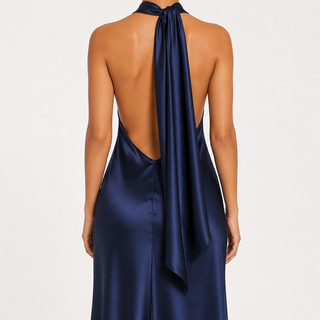LIVIANA Backless Halter Maxi Dress