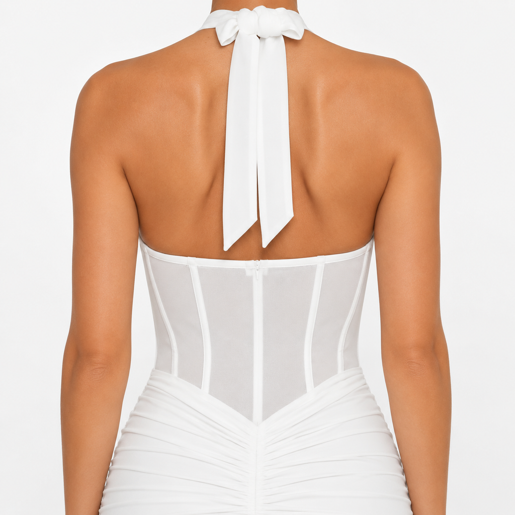 LORELEI Backless Halter Maxi Dress