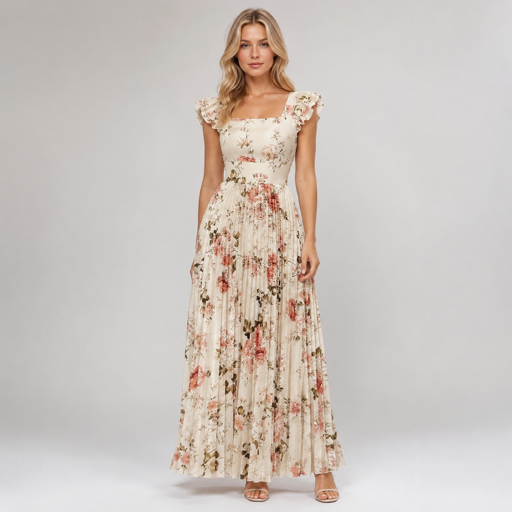 LUCIENNE Square Neck Maxi Dress