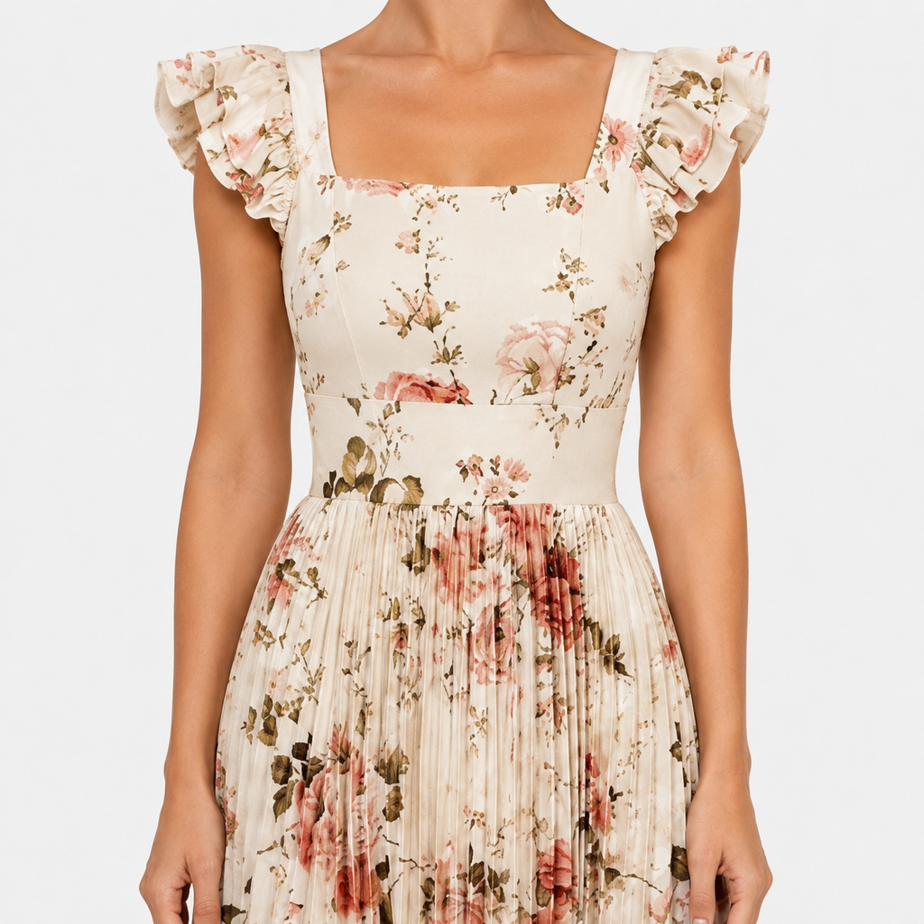 LUCIENNE Square Neck Maxi Dress