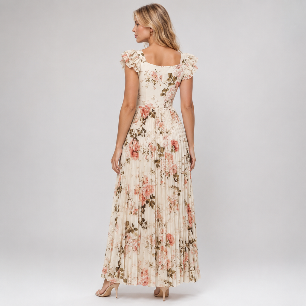 LUCIENNE Square Neck Maxi Dress