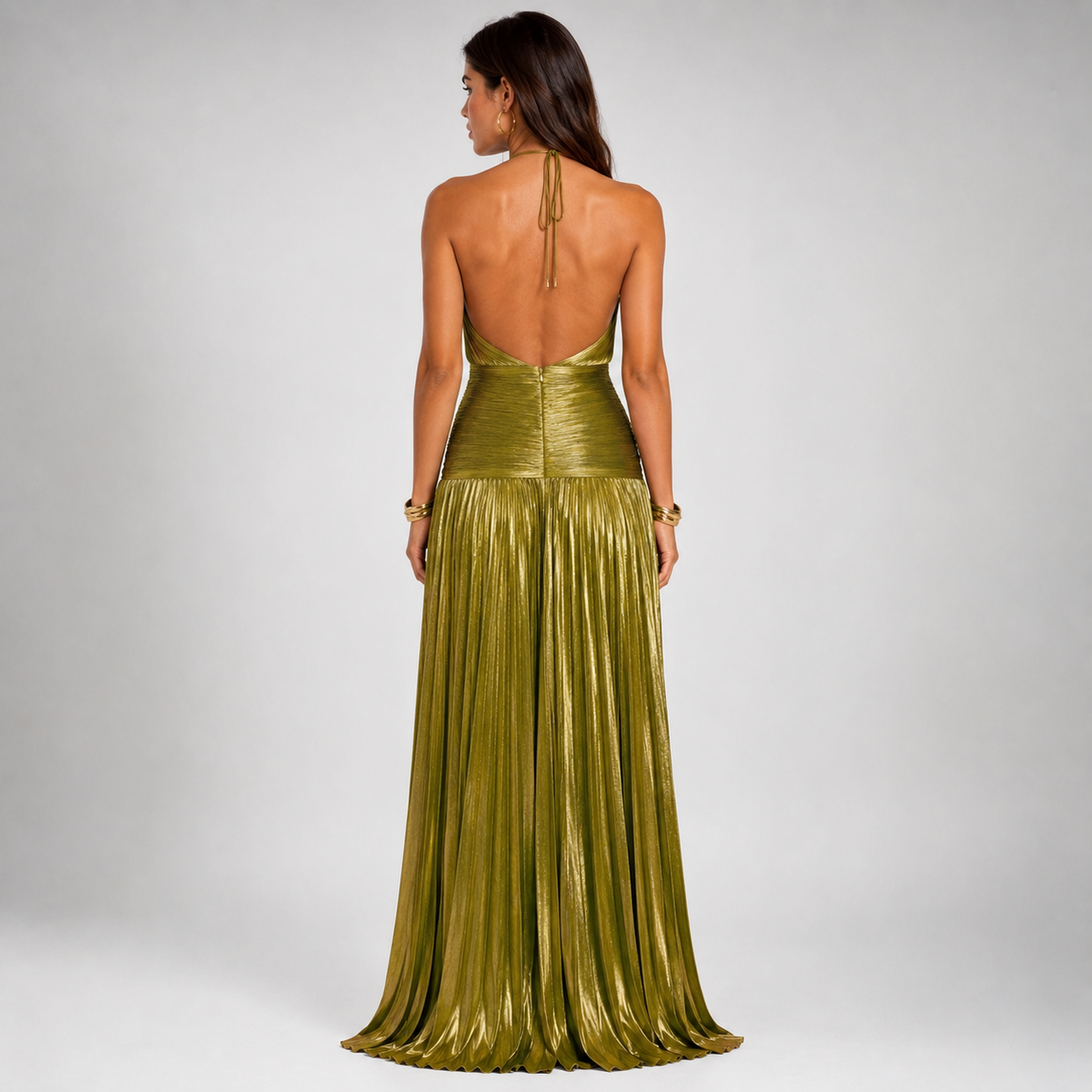 LUCINDA Corset Pleated Maxi Dress