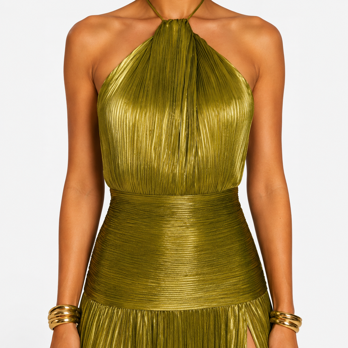 LUCINDA Corset Pleated Maxi Dress
