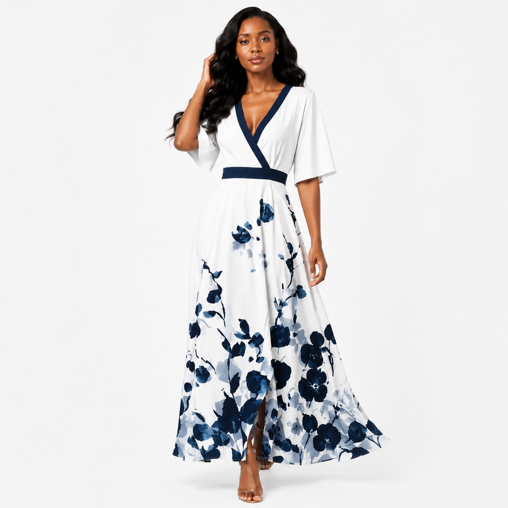 LUCINDA V-Neck Fluid Maxi Dress