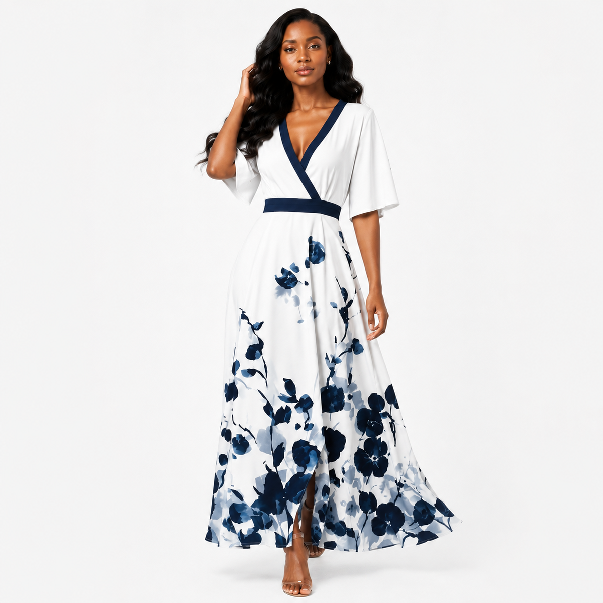 LUCINDA V-Neck Fluid Maxi Dress
